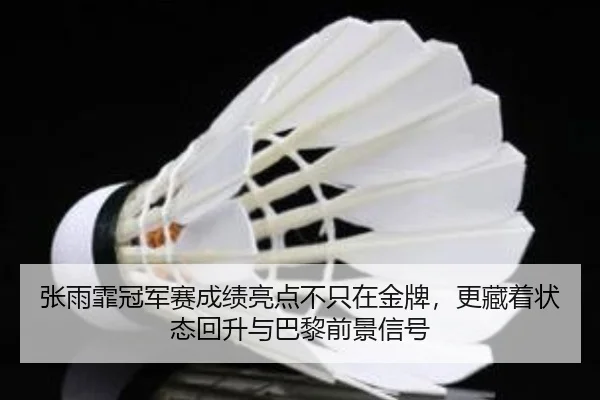 张雨霏冠军赛成绩亮点不只在金牌，更藏着状态回升与巴黎前景信号